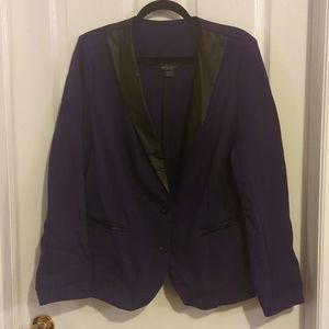 Addition Elle / michelstudio Purple Blazer Faux Leather Trim Size 16 (Plus Size)